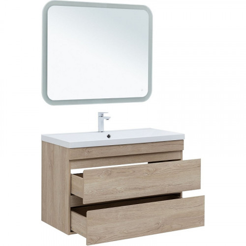 Тумба под раковину Aquanet Нота New 100 334200 подвесная Дуб светлый МДФ / ЛДСП