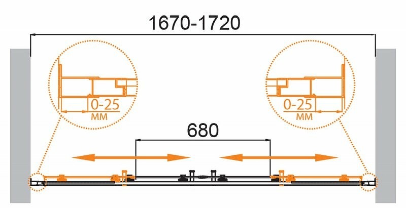 Душевая дверь Cezares Molveno 170 MOLVENO-BF-2-170-C-Cr-IV профиль Хром стекло прозрачное