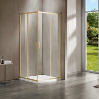 Душевой уголок Vincea Garda 90x80 VSS-1G8090CLG профиль Золото брашированное стекло прозрачное