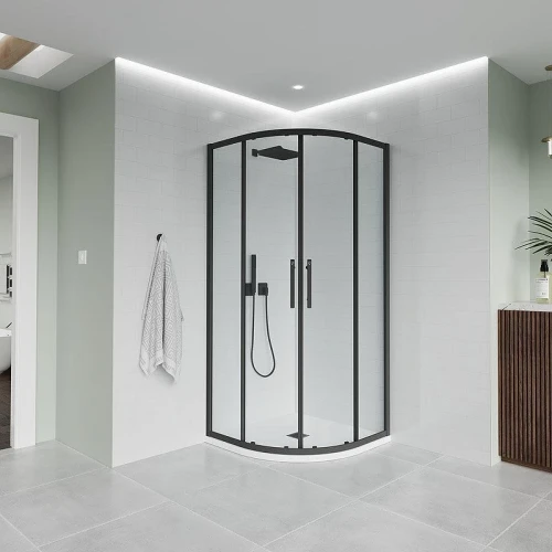 Душевой уголок Veconi Evo 200 B 120х90 E2-B-12090-01-C9 профиль Черный матовый стекло прозрачное