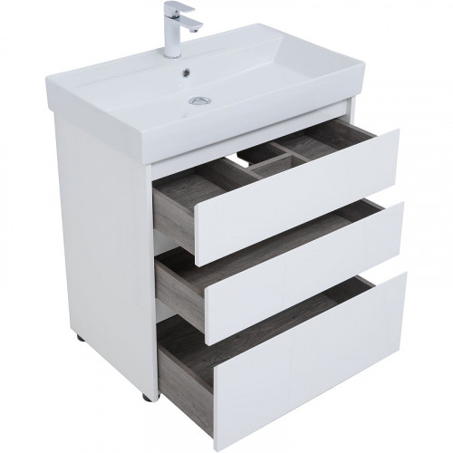 Тумба под раковину Aquanet Nova Lite 75 302472 Белый глянец МДФ / ЛДСП