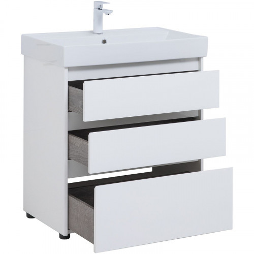 Тумба под раковину Aquanet Nova Lite 75 302472 Белый глянец МДФ / ЛДСП