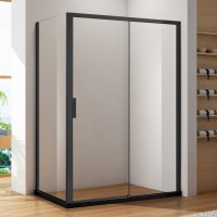 Душевая стенка Aquanet Pleasure AE60-F-80H200U-BT 80 профиль Черный стекло прозрачное