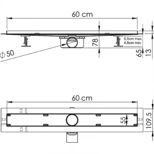 Душевой лоток Vincea Almira-S 60 SAY.602.60.S.U под плитку