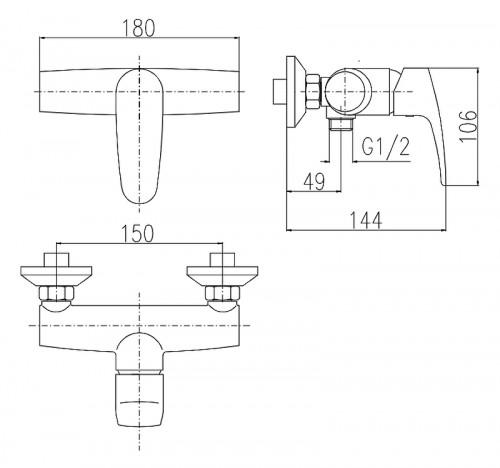 Смеситель для душа Rav Slezak Amur AM781.5 Хром латунь на стену