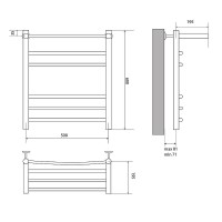Водяной полотенцесушитель Melodia della vita Shelf Eco 50х60 П5 MTRSO5060 с полкой Полированная сталь