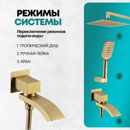 Душевая система Grocenberg GB5007MG Золото матовое