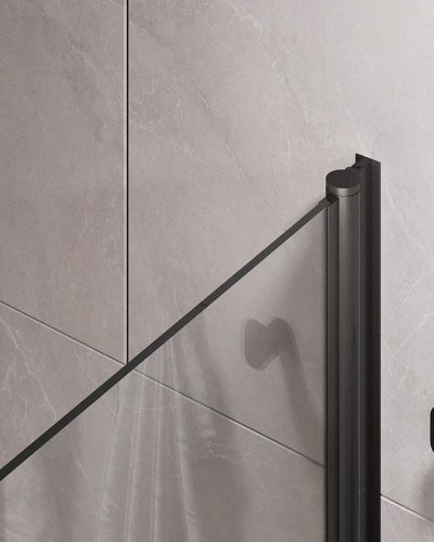 Шторка на ванну Timo TCM-70/03C-6 700x1400 T27 поворотная на монопетле Черный стекло прозрачное