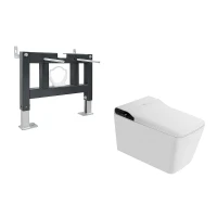 Комплект унитаза биде с инсталляцией Abber Rechteck AC1215S-AC0101P цвет Белый с сиденьем Микролифт