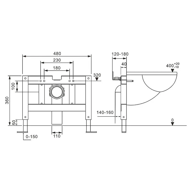 Комплект унитаза биде с инсталляцией Abber Rechteck AC1215S-AC0101P цвет Белый с сиденьем Микролифт