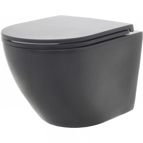 Унитаз AQUAme AQM2002MB подвесной Черный матовый с сиденьем Микролифт фаянс подвесной