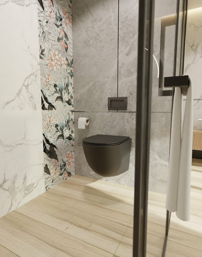 Унитаз AQUAme AQM2002MB подвесной Черный матовый с сиденьем Микролифт фаянс подвесной