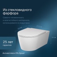 Унитаз AM.PM Func FlashClean C8F1701MWSC подвесной Белый матовый с сиденьем Микролифт фарфор подвесной