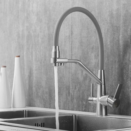 Смеситель для кухни Rose R558L цвет Сатин Серый