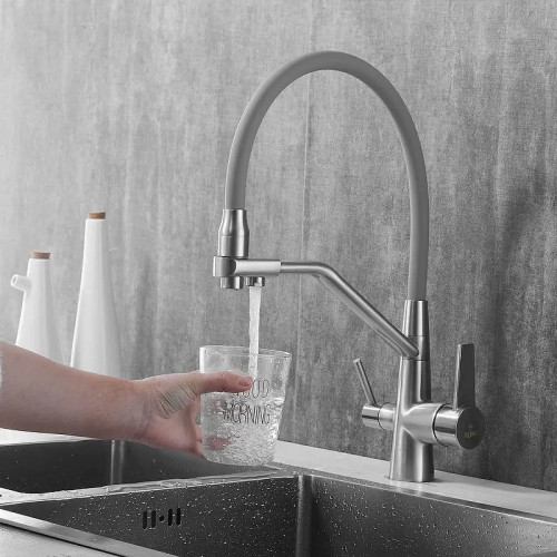 Смеситель для кухни Rose R558L цвет Сатин Серый