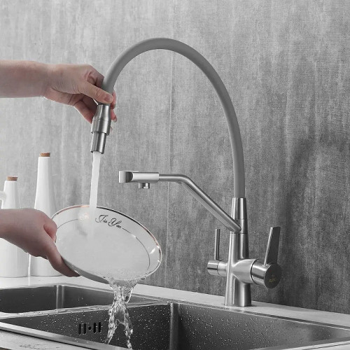 Смеситель для кухни Rose R558L цвет Сатин Серый