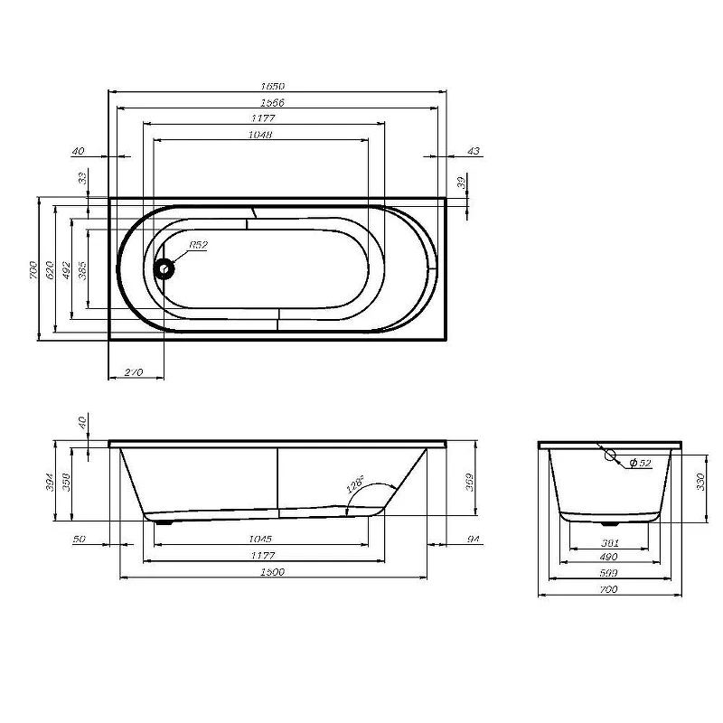 Акриловая ванна AM.PM X-Joy 165х70 W94A-165-070W-A без гидромассажа