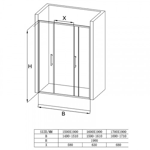 Душевая дверь Loranto 170 CS-AB04GG-170 профиль Серый матовый стекло прозрачное