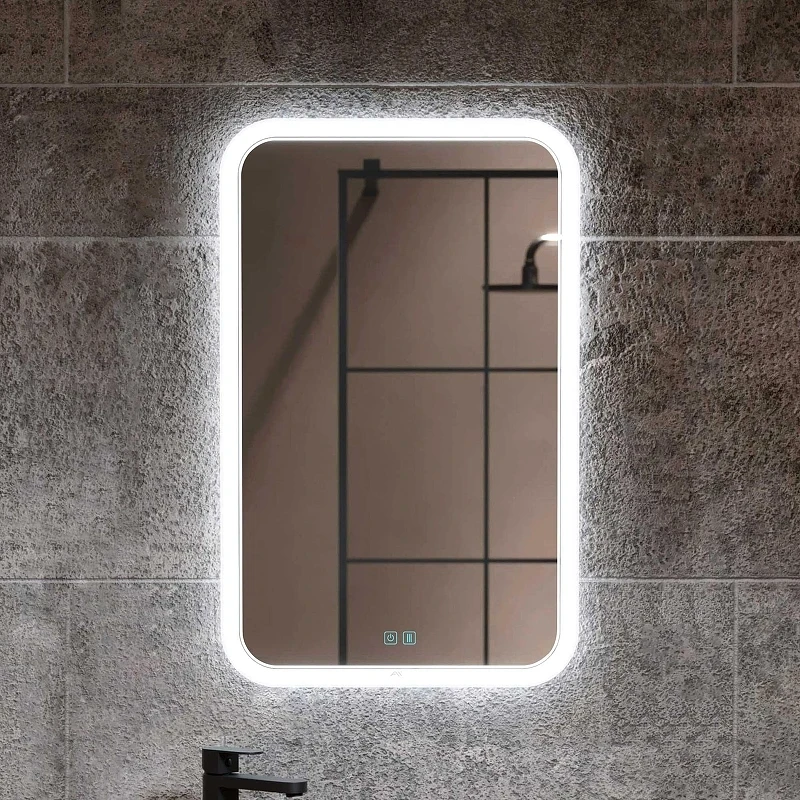 Зеркало Alavann Anna 50 ALV0016021 с подсветкой цвет Белый с сенсорным выключателем и подогревом
