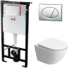 Унитаз с инсталляцией BelBagno Uno-Tor BB5177CH-TOR/SC + Alcaplast Sadromodul AM101/1120-3:1 RU M71-0001 с сиденьем Микролифт и клавишей смыва Хром