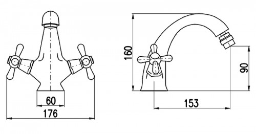 Смеситель для биде Rav Slezak Morava retro MK543.5SM Бронза латунь