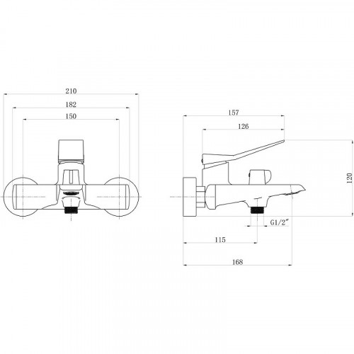 Смеситель для ванны beWash Ripple BVMM0BT135 Хром латунь на стену