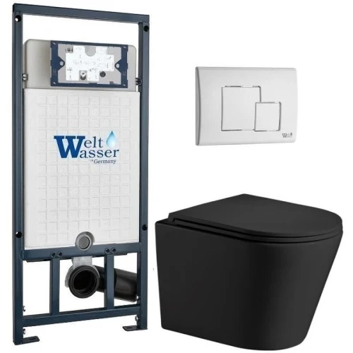 Комплект унитаза с инсталляцией WeltWasser MARBERG 507 + SALZBACH 043 MT-BL + MAR 507 SE GL-WT 10000011558 цвет Белый глянцевый с сиденьем Микролифт и клавишей смыва цвет Белый глянцевый
