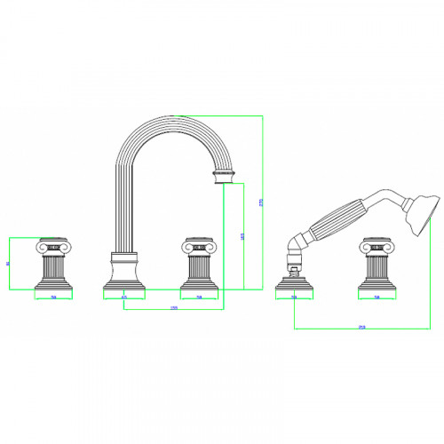 Смеситель на борт ванны Cezares Olimp OLIMP-BVD-03/24-Sw Золото 24 карат латунь
