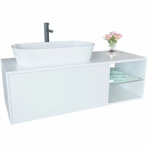 Тумба с раковиной SanVit Оскар 120 L koskar120L подвесная Белая МДФ / ЛДСП