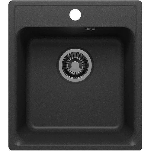 Кухонная мойка Reflexion Quadra 43 RF0243BL Черная со смесителем Viko V-3224 Хром Черный