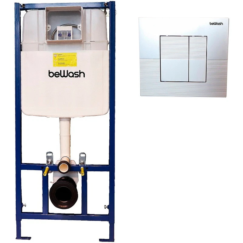 Инсталляция beWash BW74 K500RZVP0300MKK00000 для унитаза с клавишей смыва Хром матовый пластик