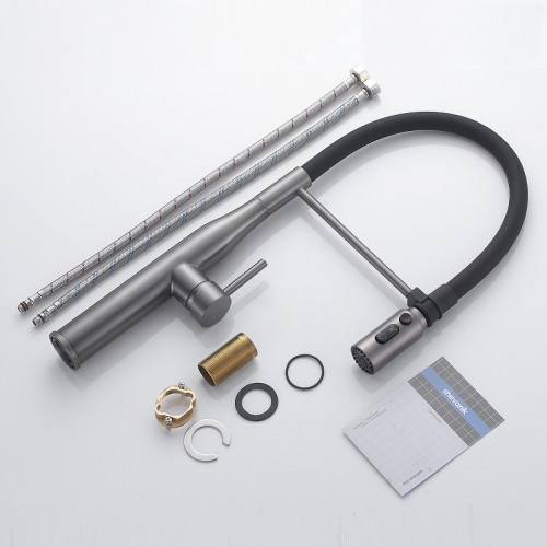 Смеситель для кухни Shevanik S123T-3 цвет Оружейная сталь Черный