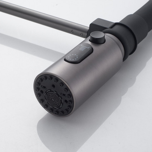 Смеситель для кухни Shevanik S123T-3 цвет Оружейная сталь Черный