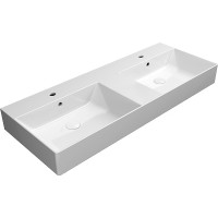 Раковина GSI Kube X 120 9425111 двойная Белая фаянс подвесная, накладная