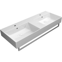 Раковина GSI Kube X 120 9425111 двойная Белая фаянс подвесная, накладная