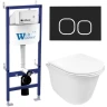 Комплект унитаза с инсталляцией WeltWasser BAMBERG 460 + TELBACH 004 GL-WT + BAMBERG BL 10000012951 цвет Белый глянцевый с сиденьем Микролифт и клавишей смыва цвет Черный