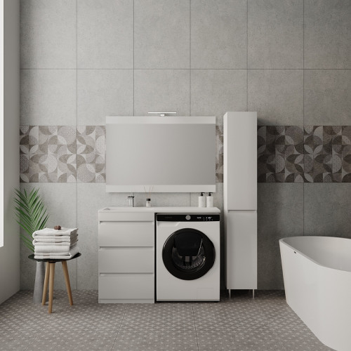 Тумба под раковину Style Line Даллас 110 Люкс Plus СС-00002369 Белая МДФ / ЛДСП