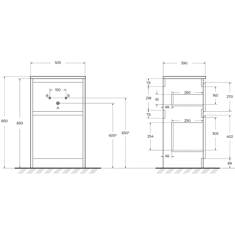 Тумба под раковину BelBagno Kraft 39 50 KRAFT39-500/390-2C-PIA-BO Bianco Opaco МДФ / ЛДСП