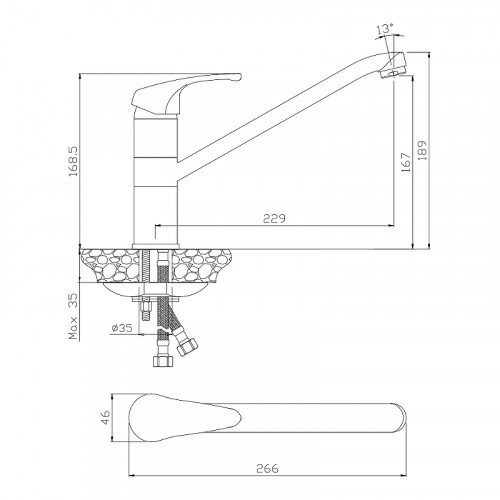 Смеситель для кухни Olive's Avila 02430AV Хром на столешницу