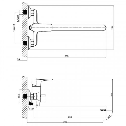 Смеситель для ванны Rossinka RS31-32 универсальный Хром