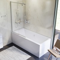 Комплект акриловой ванны AM.PM Inspire V2.0 180x80 WK52EB без гидромассажа с душевой системой со шторкой и аксессуарами