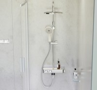 Комплект акриловой ванны AM.PM Inspire V2.0 180x80 WK52EB без гидромассажа с душевой системой со шторкой и аксессуарами