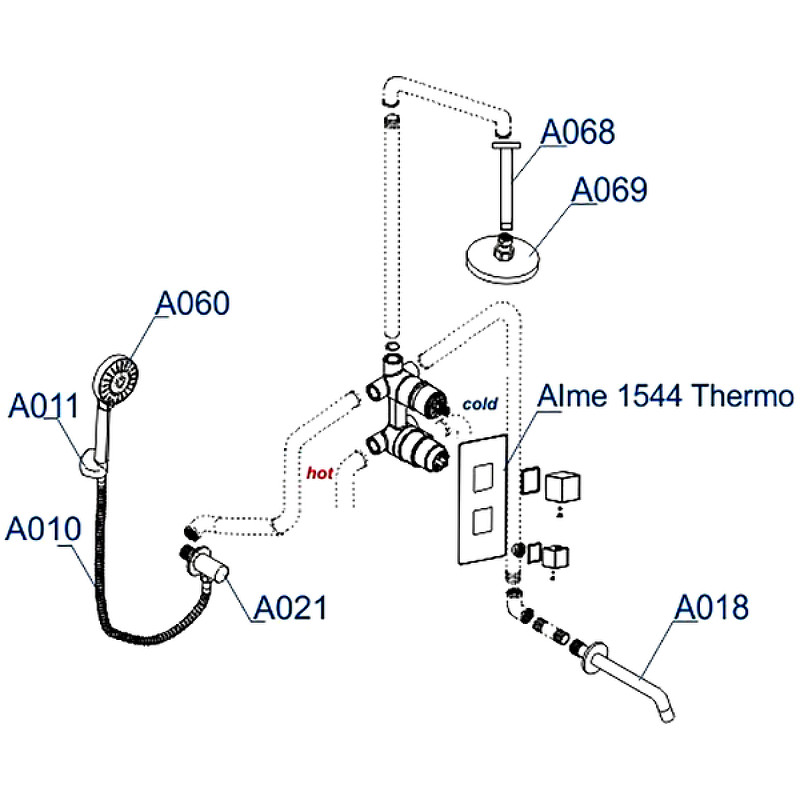 Душевая система WasserKRAFT Alme A171568 Thermo с термостатом Хром латунь встраиваемый