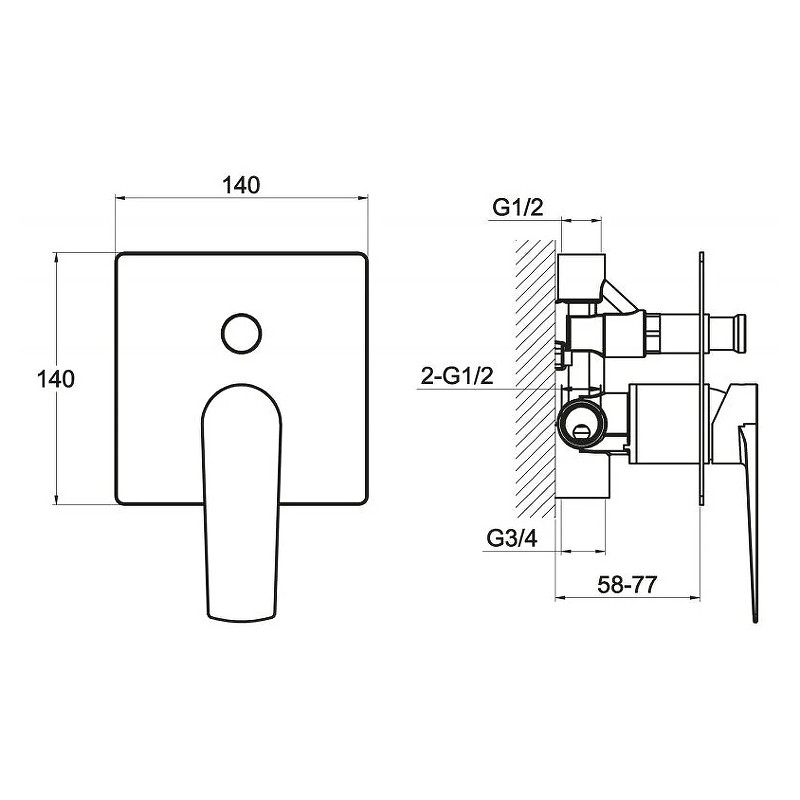 Смеситель для душа BelBagno Carin CAR-BASM-CRM Хром латунь встраиваемый