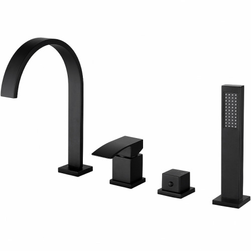 Смеситель на борт ванны Abber Wasserfall AF8613B Черный матовый латунь