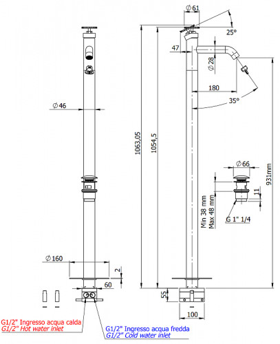 Смеситель для раковины Remer Chrono CH18 цвет Хром