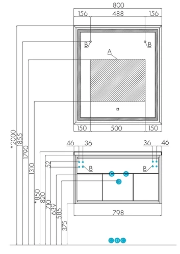 Зеркало Aquaton Уэльс 80 1A214002WA010 с подсветкой с сенсорным выключателем с антизапотеванием стекло