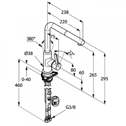 Смеситель для кухни Kludi L-Ine 408518775 Хром латунь