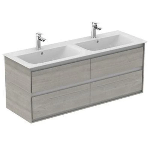 Тумба под раковину Ideal Standard Connect Air 130 E0824PS подвесная цвет Wood Light Grey + Matt White (Светло-серое дерево + Белый матовый)