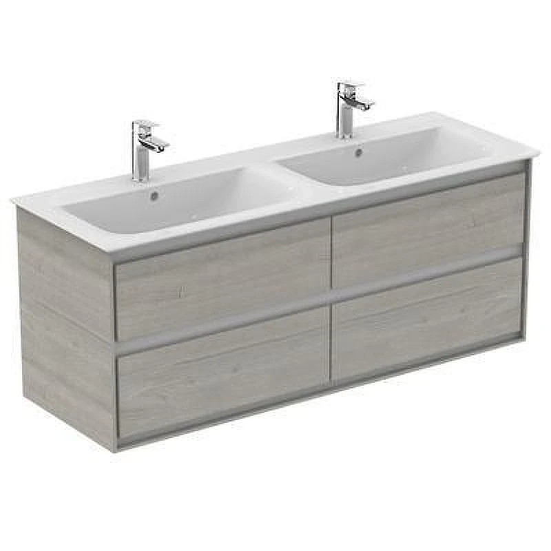 Тумба под раковину Ideal Standard Connect Air 130 E0824PS подвесная цвет Wood Light Grey + Matt White (Светло-серое дерево + Белый матовый)